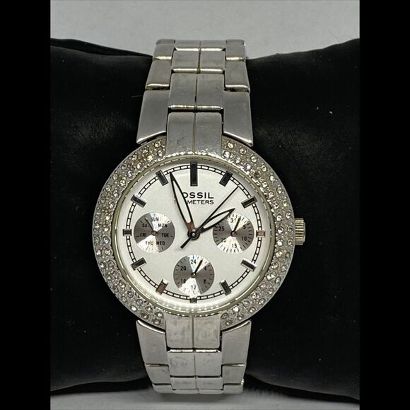 Fossil Glitz BQ9291 Womens Silver Stainless Steel Analog Dial Quartz Watch QB539 - Picture 3 of 12